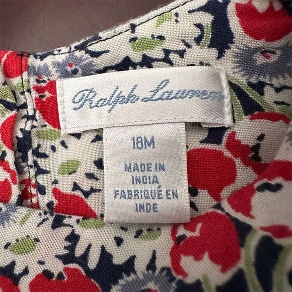 Ralph Lauren Vintage Inspired Baby Girls Preppy Floral Dress Bloomers Size 18 Mo - Picture 3 of 16